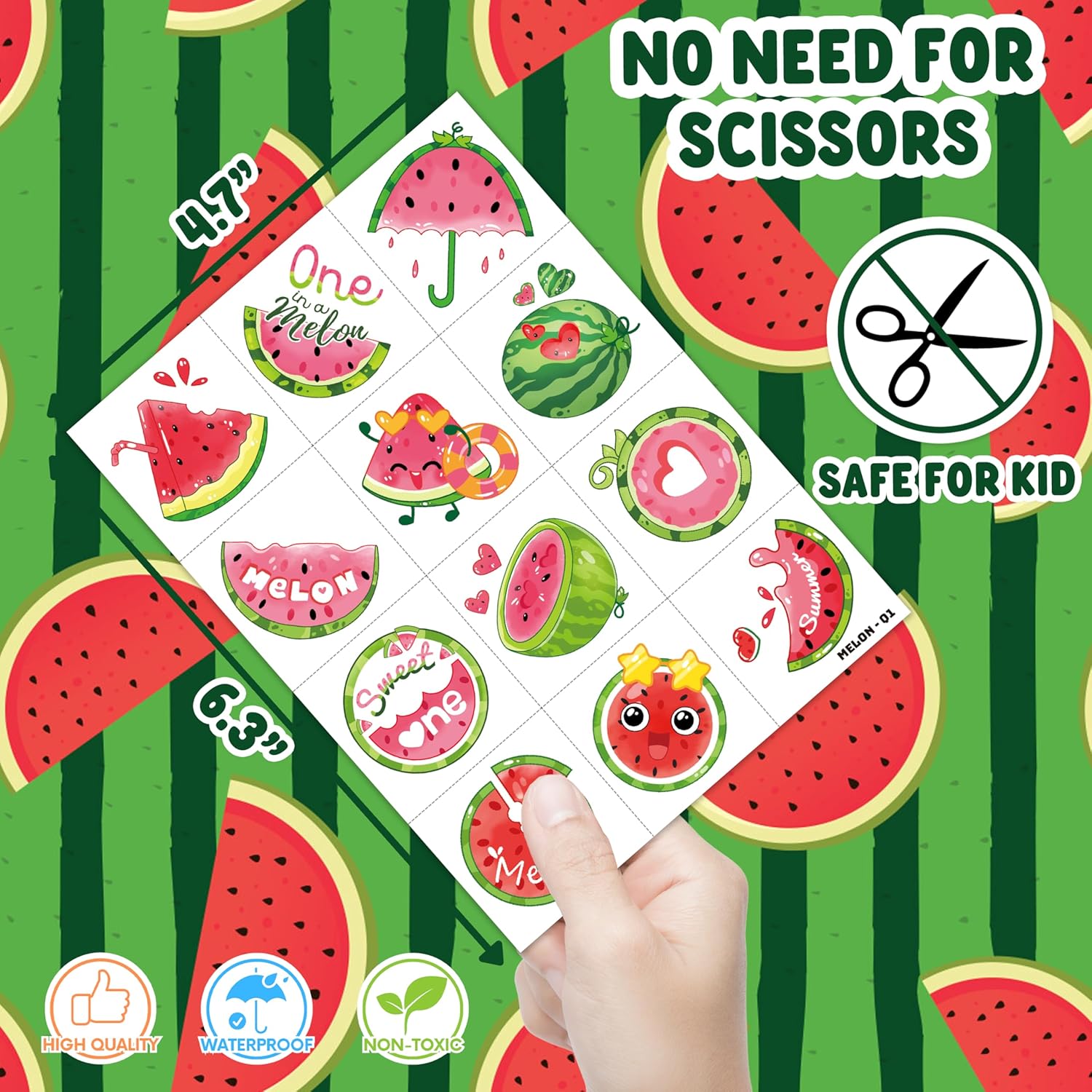96PCS Watermelon Temporary Tattoos for Kids