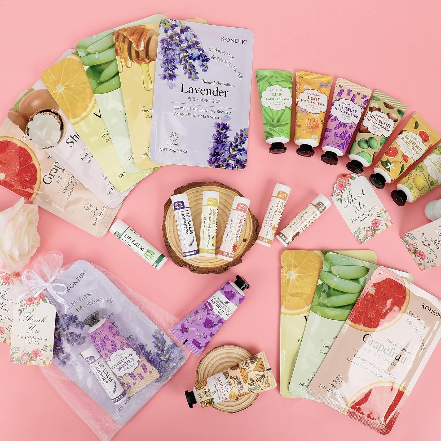 30 Pack Facial Mask Hand Cream Lip Balm Gift Set