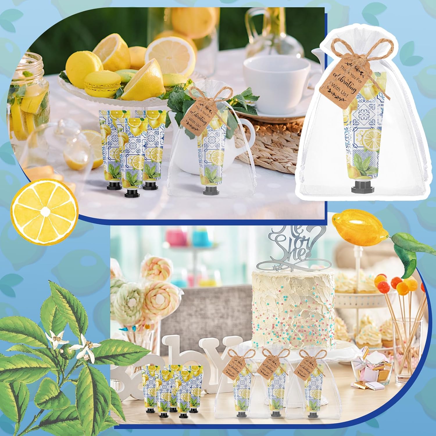 Dansib 48 Sets Baby Shower Hand Cream Party Favors Lemon
