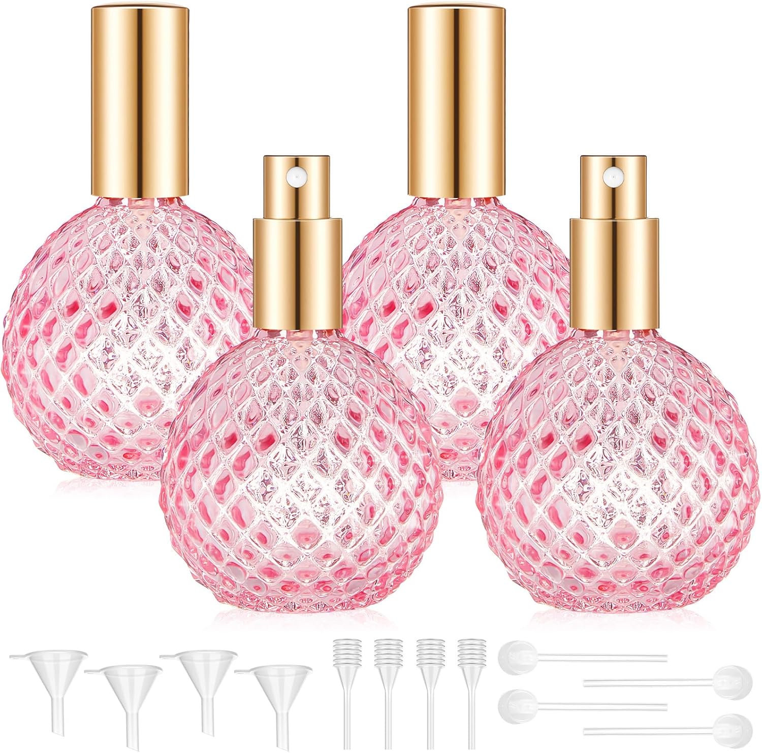 4 Pack 100ml Pink Glass Perfume Bottles Retro Design