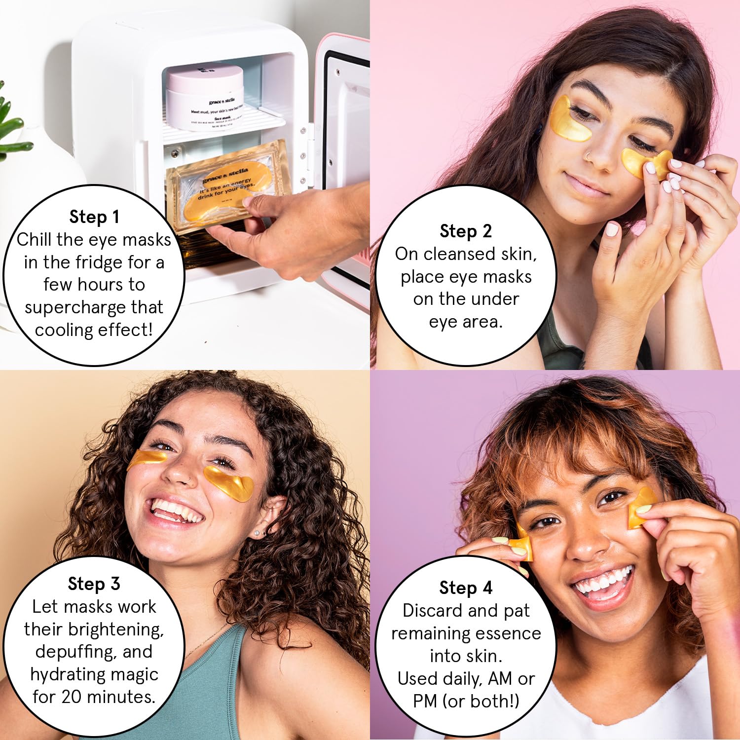 Grace Stella Under Eye Patches 12 Pairs - Vegan Puffiness Dark Circles Relief