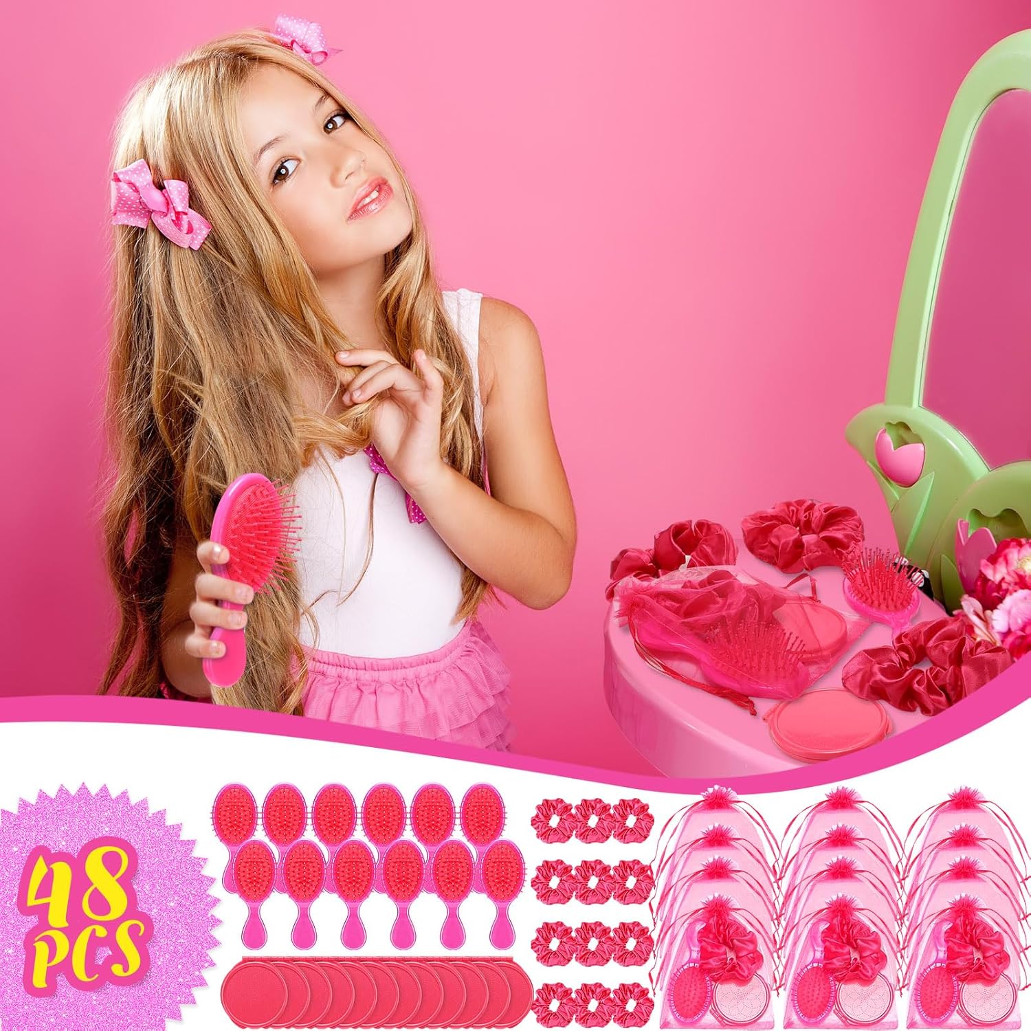 12 Set Pink Party Favors Hair Accessories Set