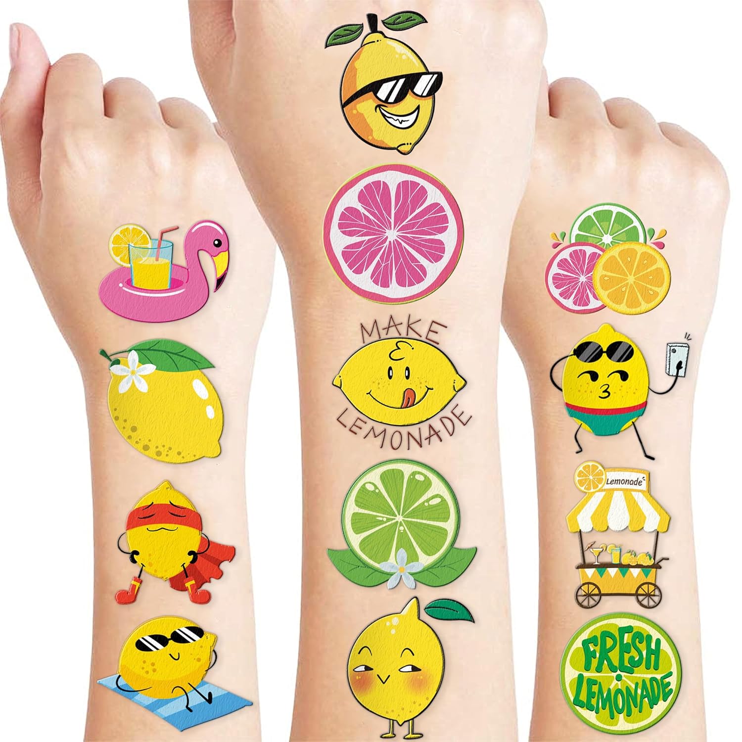 96 PCS Lemon Temporary Tattoos for Kids