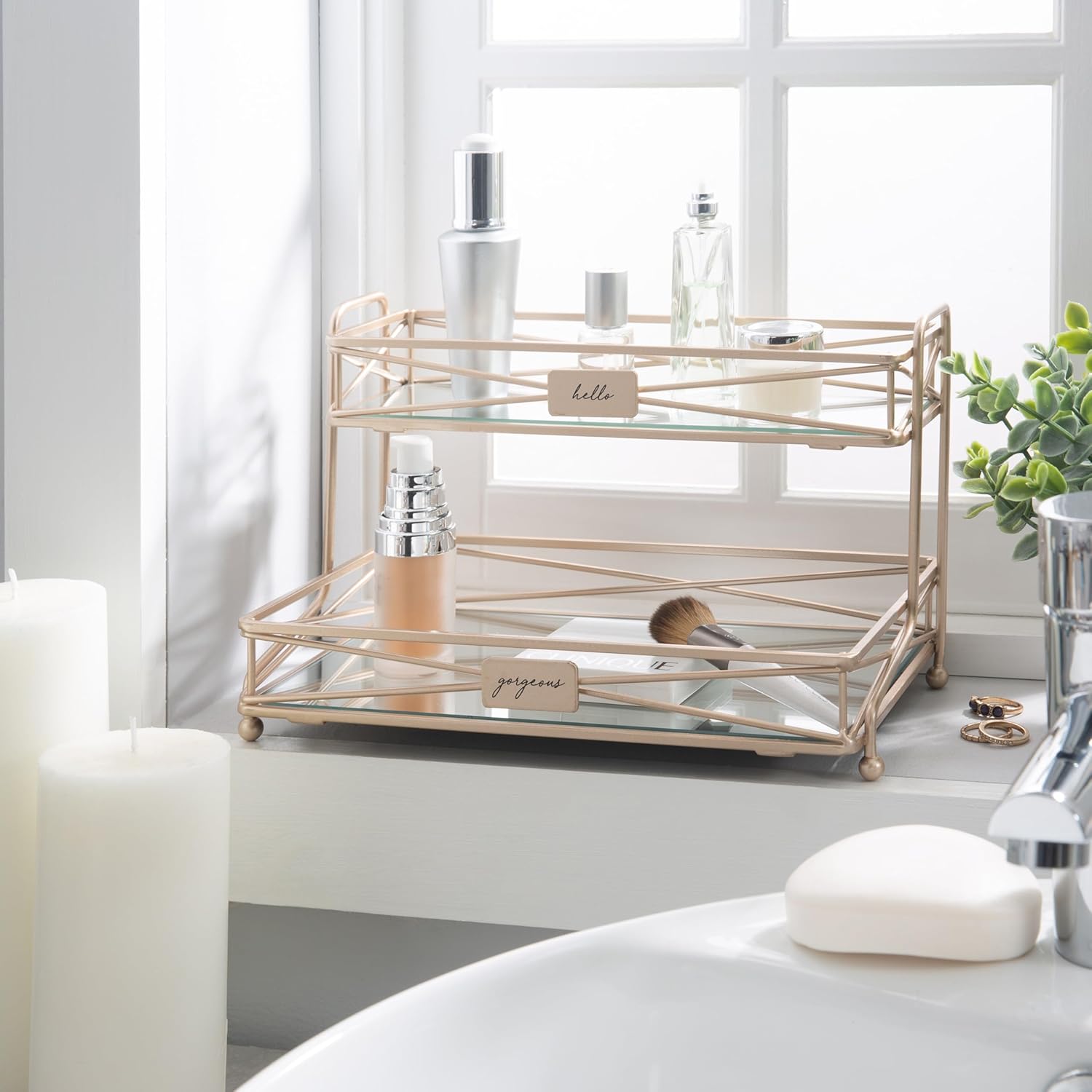 Home Details 2 Tier Mirrored Vanity Tower