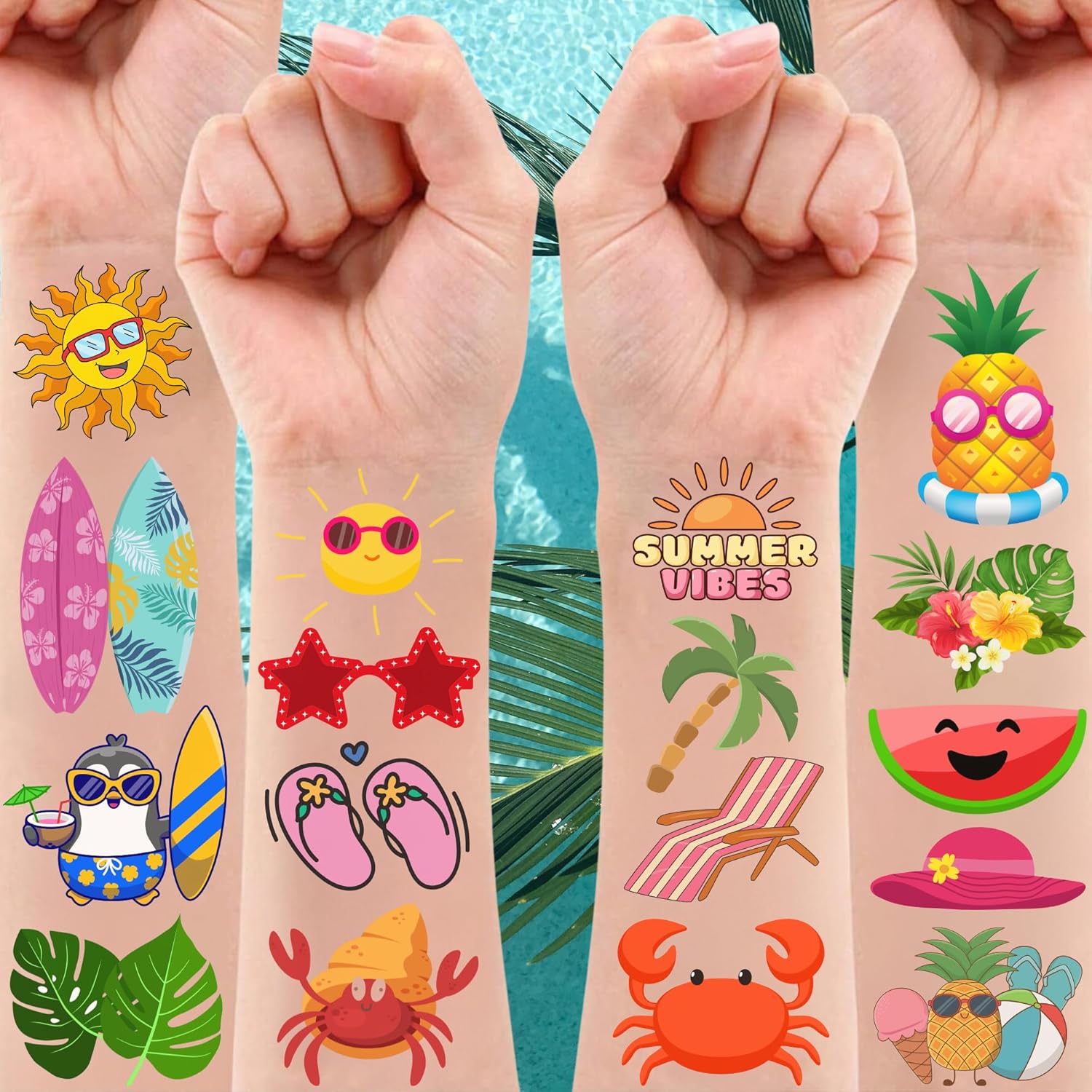 Summer Temporary Tattoos - 60Pcs Pack