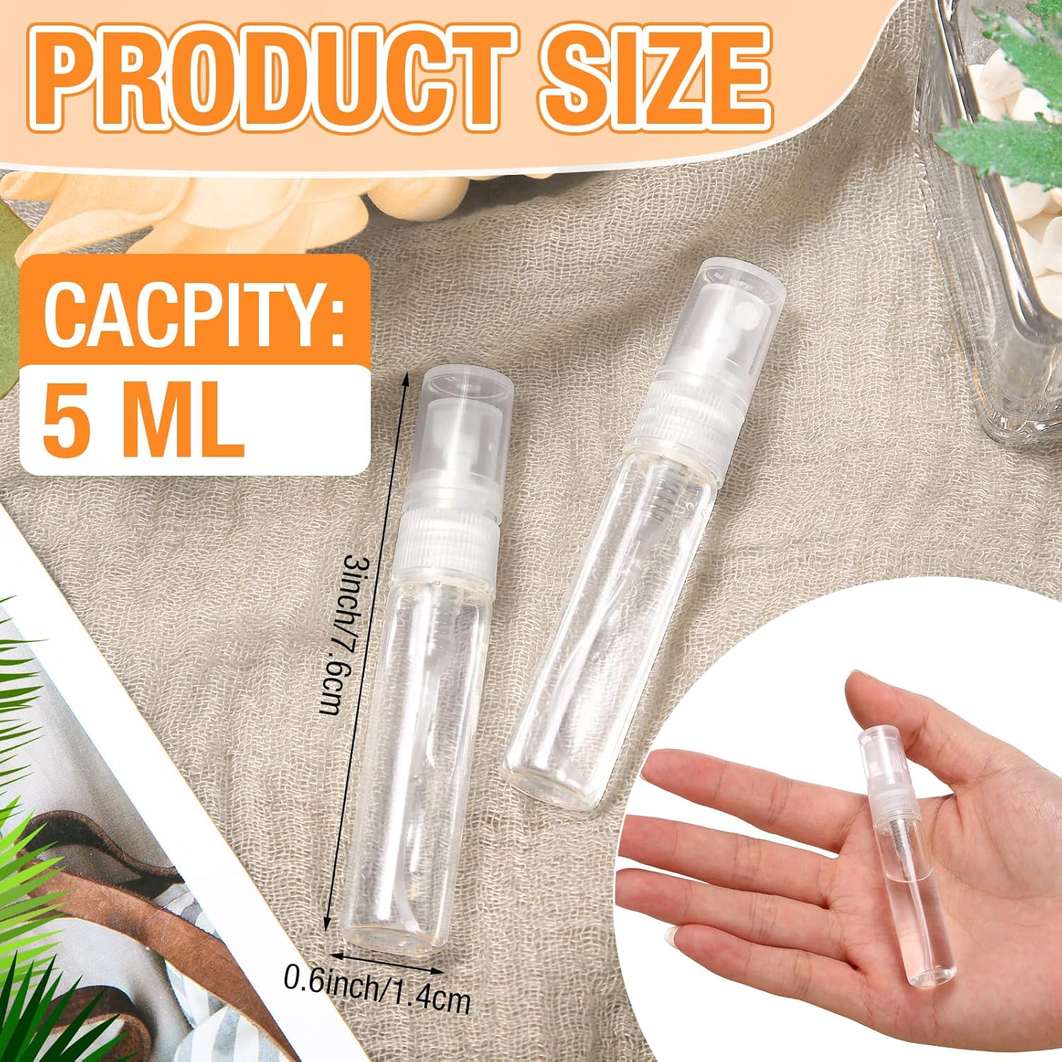 Tanlade 300 Pcs 5ml Clear Glass Spray Bottles