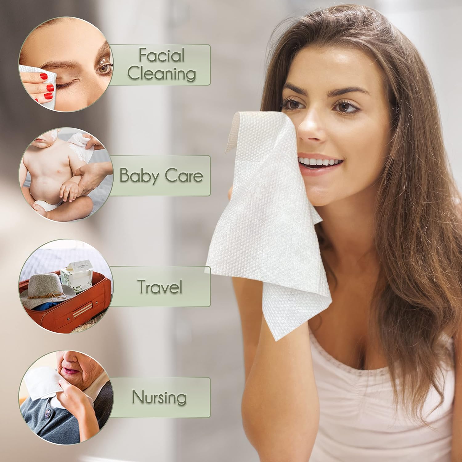 WOWOTEX 240 Count Biodegradable Face Wipes 4 Pack