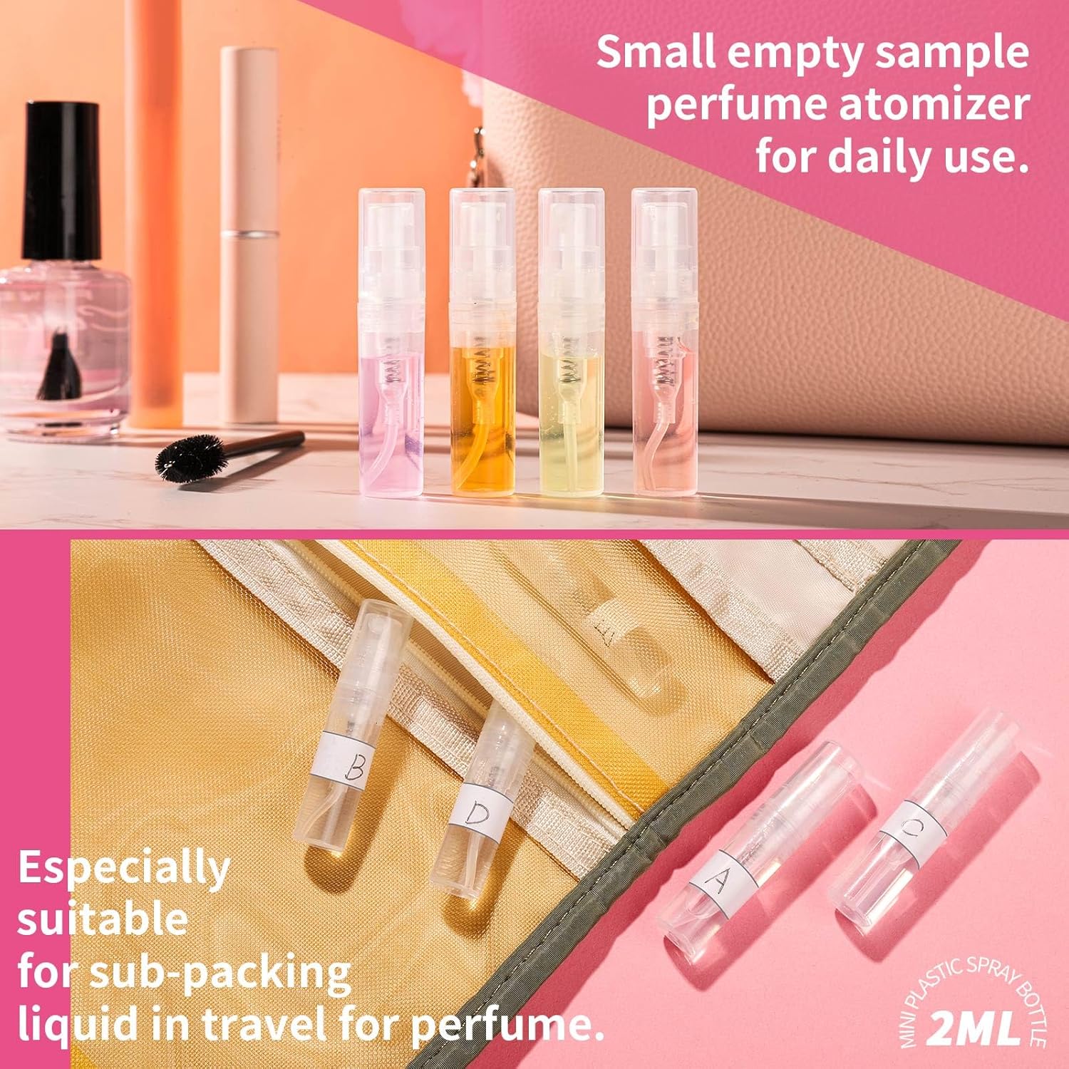 Fandamei 10 Pack Mini Spray Bottles 2ml Clear Plastic