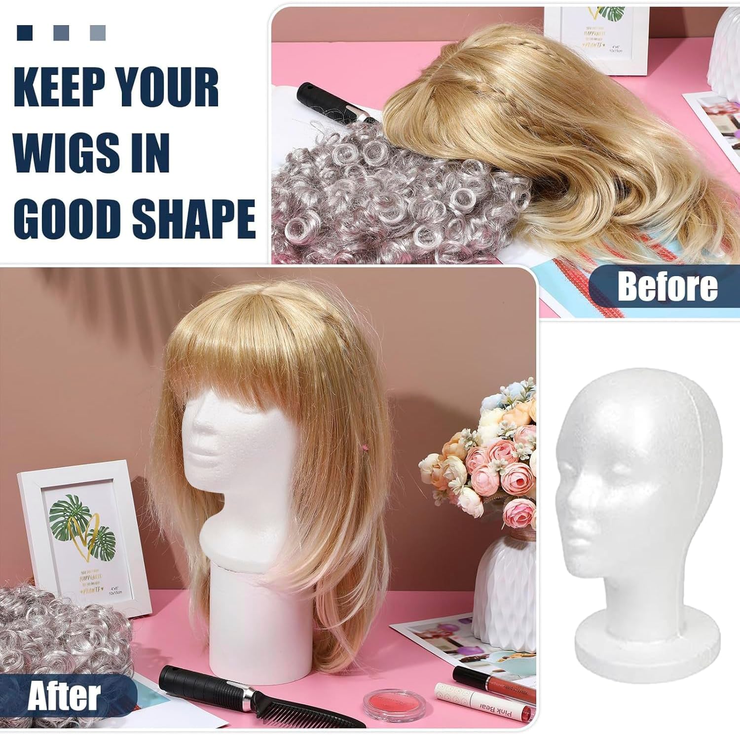 STUDIO LIMITED 114 Inch Styrofoam Mannequin Head 2 Pack