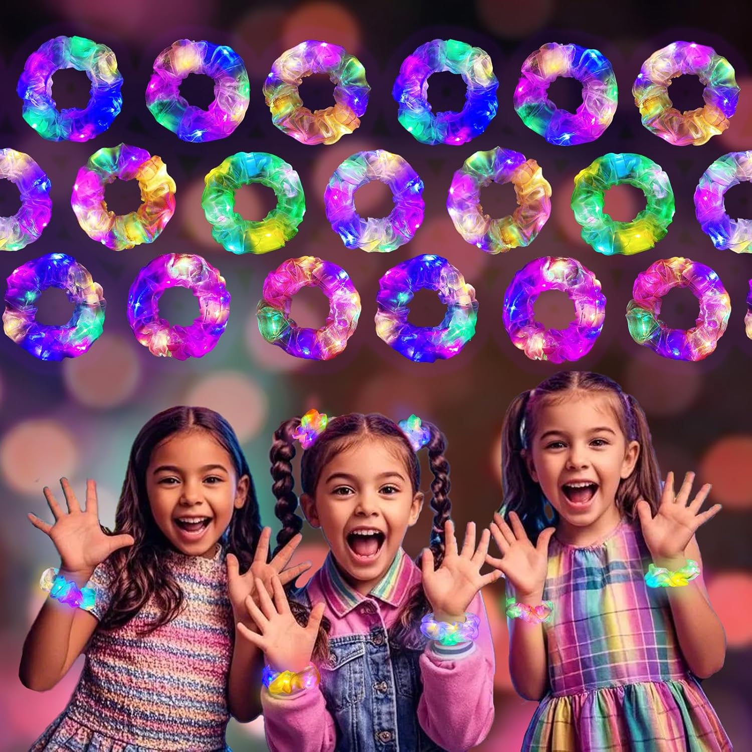 Asawira 18 Pcs Light Up Mermaid Scrunchies
