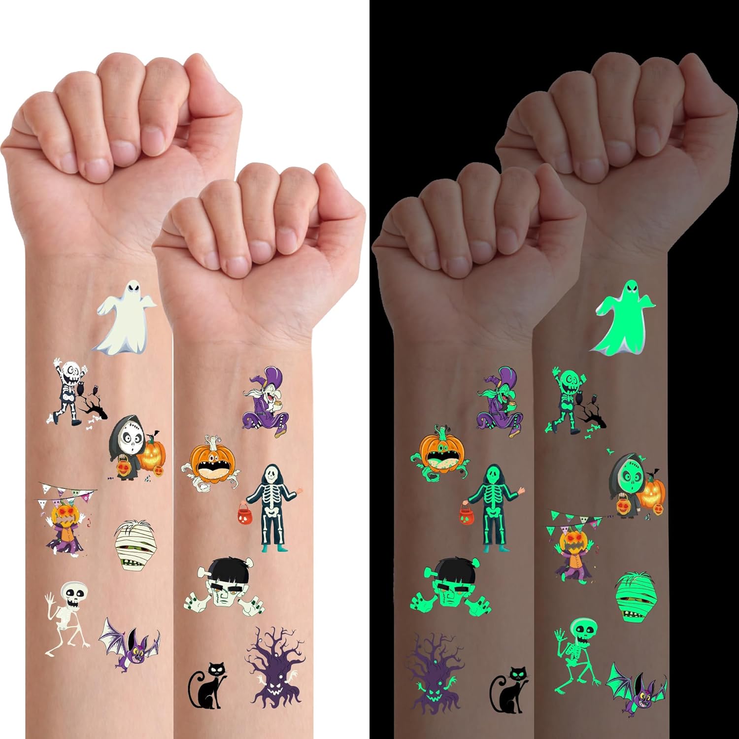 Xutengy 79 Pcs Halloween Temporary Tattoos for Kids