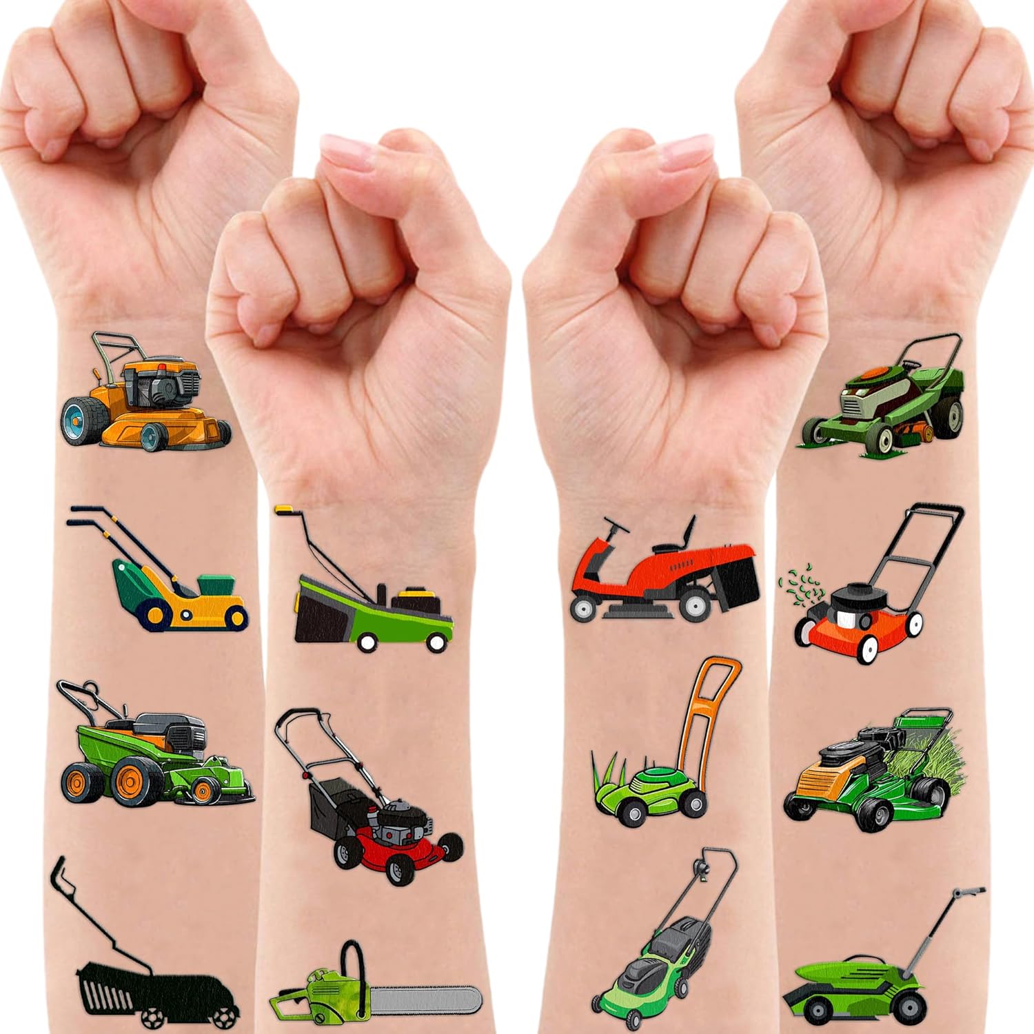 100 PCS Lawn Mower Temporary Tattoos for Kids