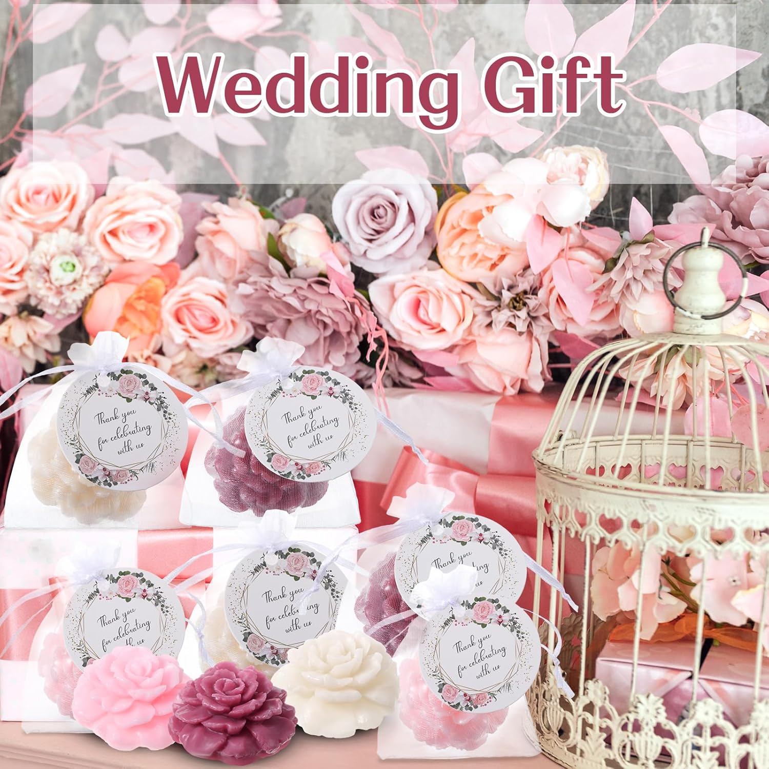 Demissle 24 Piece Rose Flower Soap Gift Favor Set