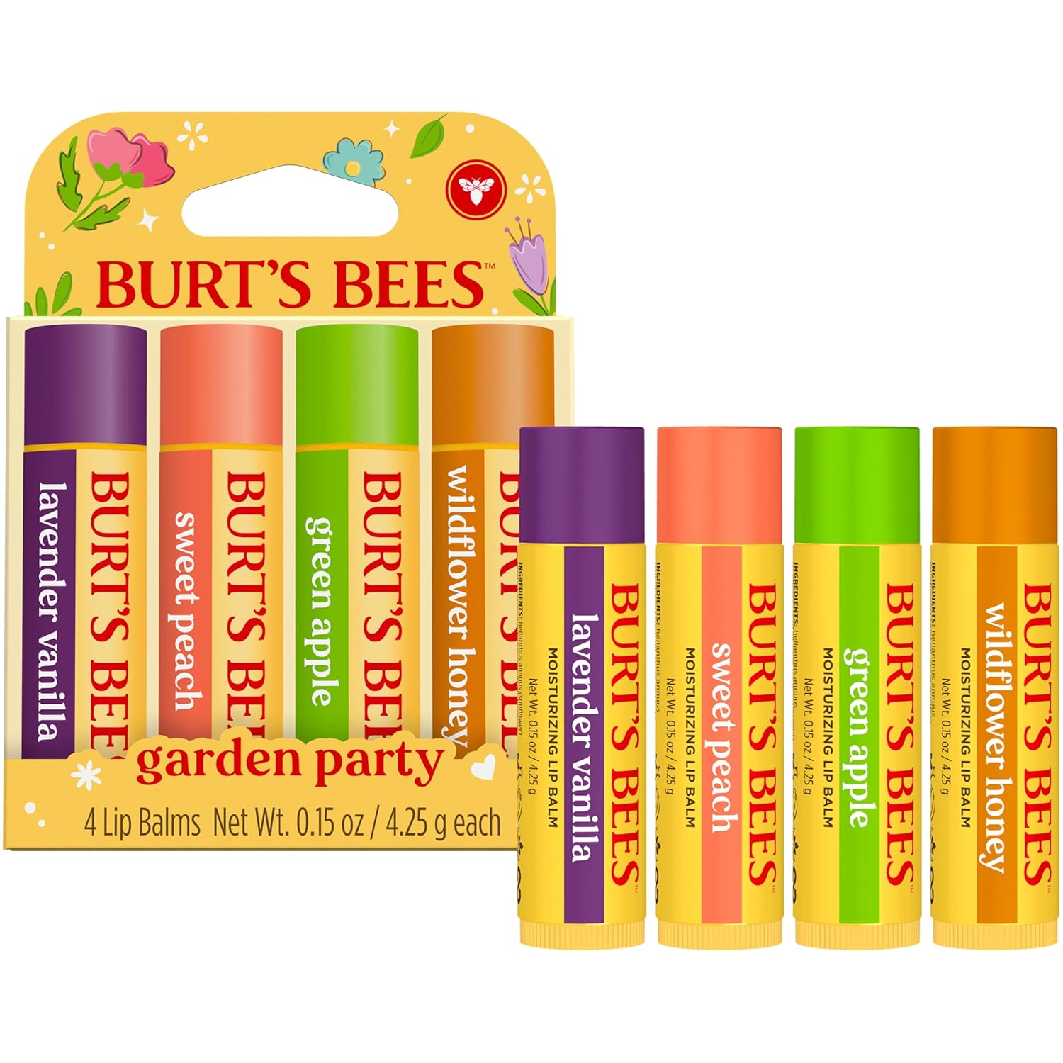 Burts Bees Garden Party Lip Balm Set 4 Pack