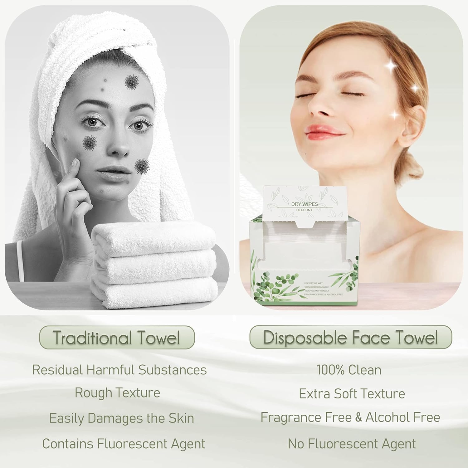 WOWOTEX 240 Count Biodegradable Face Wipes 4 Pack