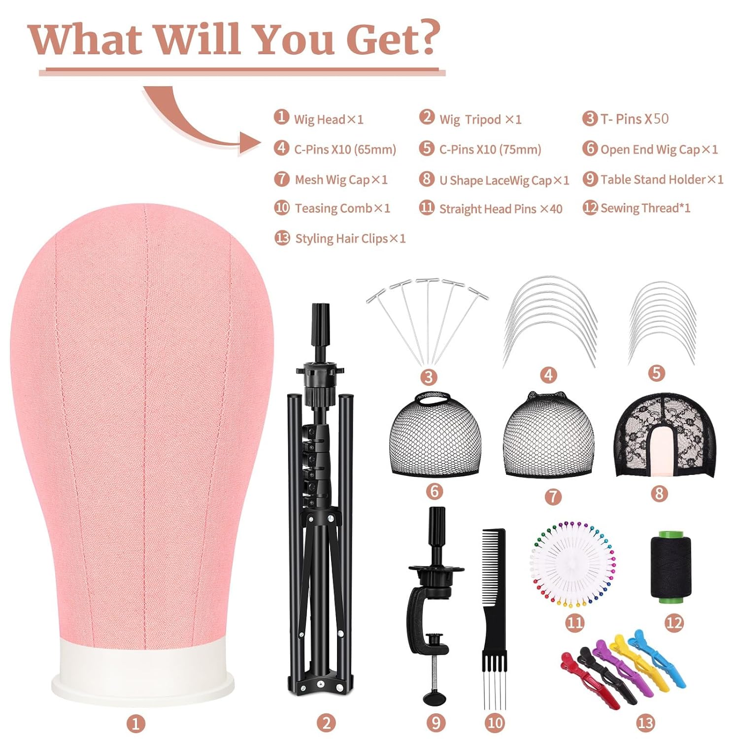 Beauty Star 63 Inch Tall Wig Stand Tripod with 22 Inch Mannequin Head