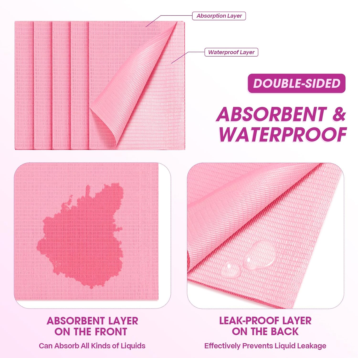 50Pcs Disposable Nail Art Table Towels 3 Ply Waterproof
