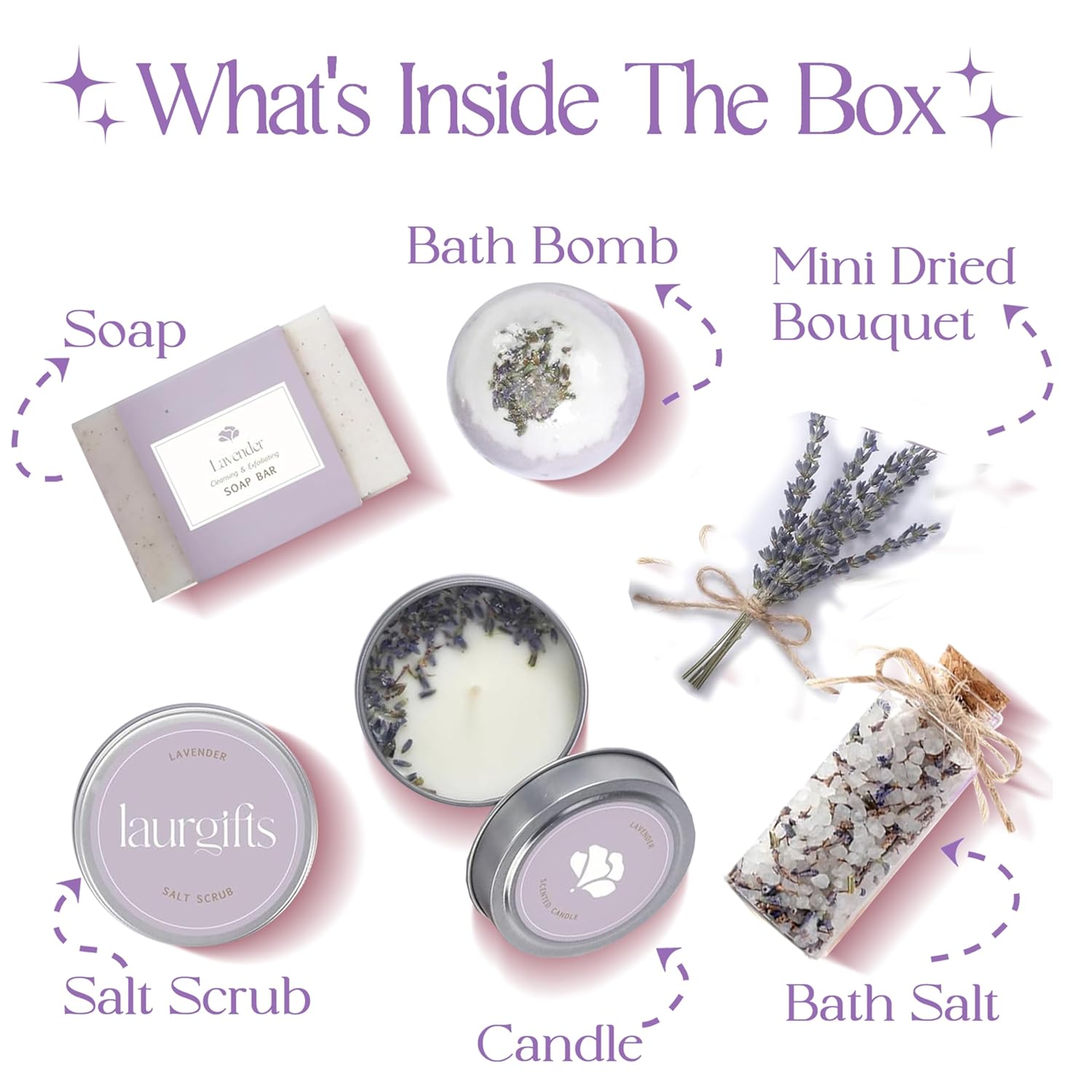 Lavender Spa Gift Basket for Women Elegant Self Care Kit