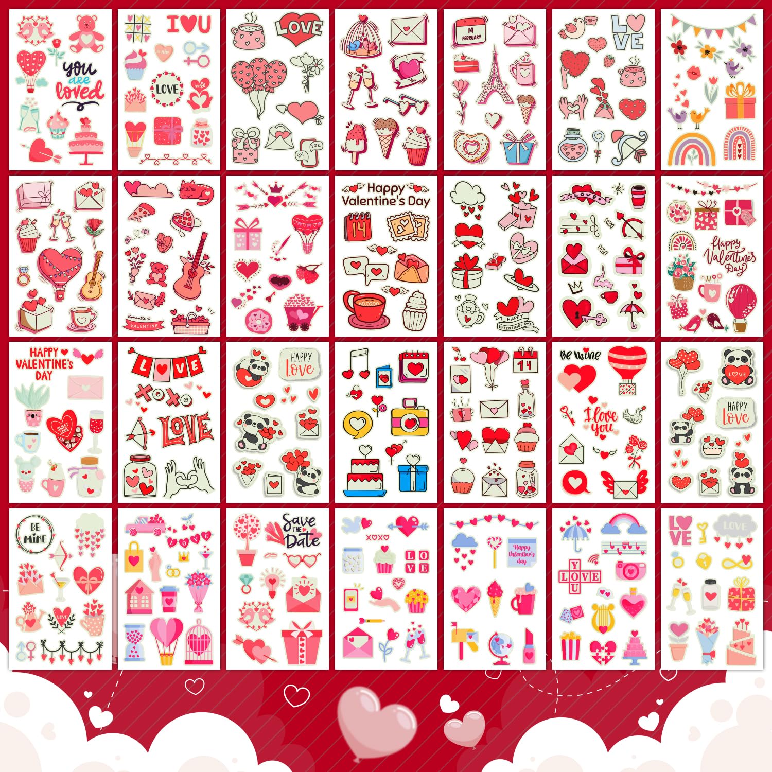 Partywind 560 Style Glow Valentine Tattoos for Kids Party Supplies