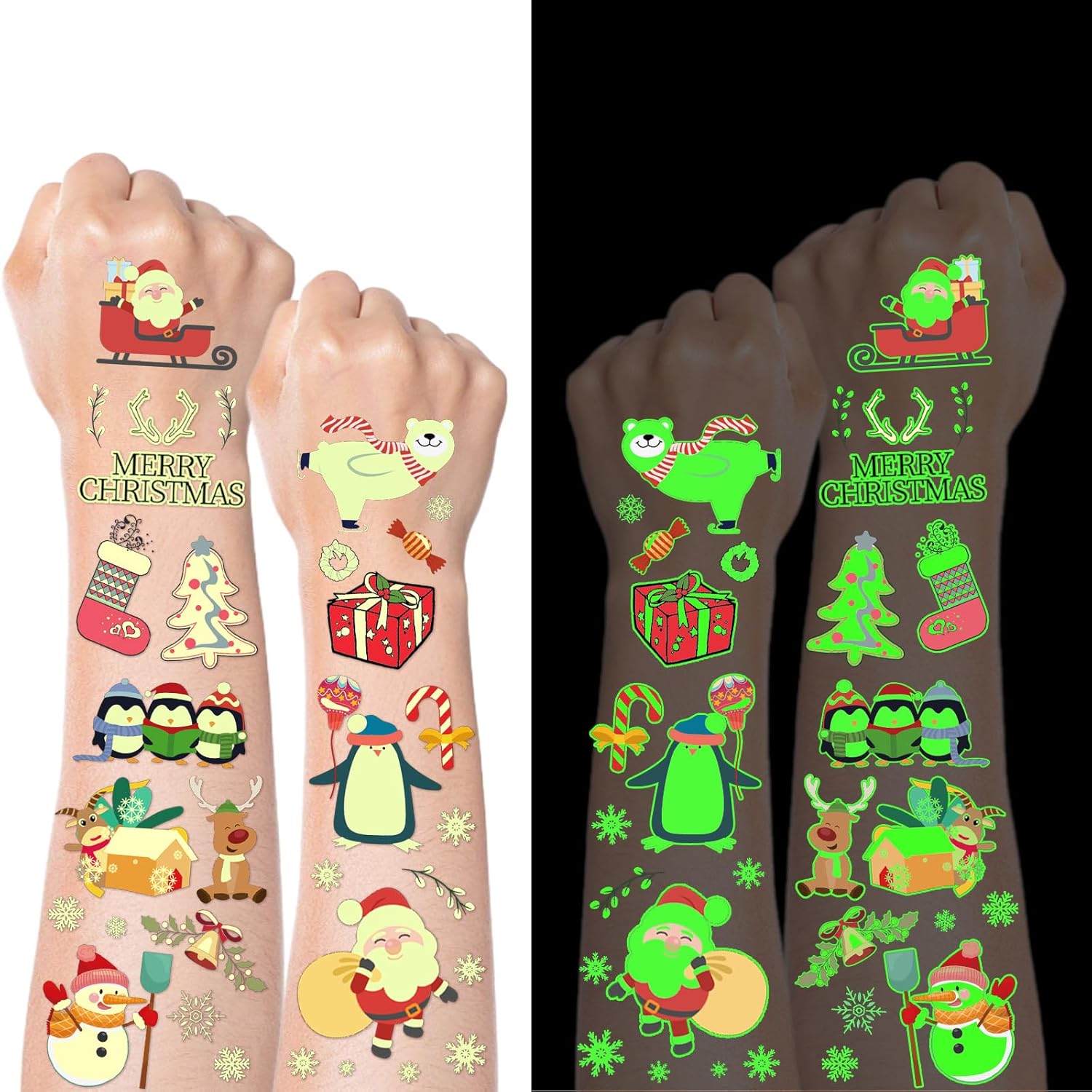 260 Styles Luminous Christmas Temporary Tattoos for Kids