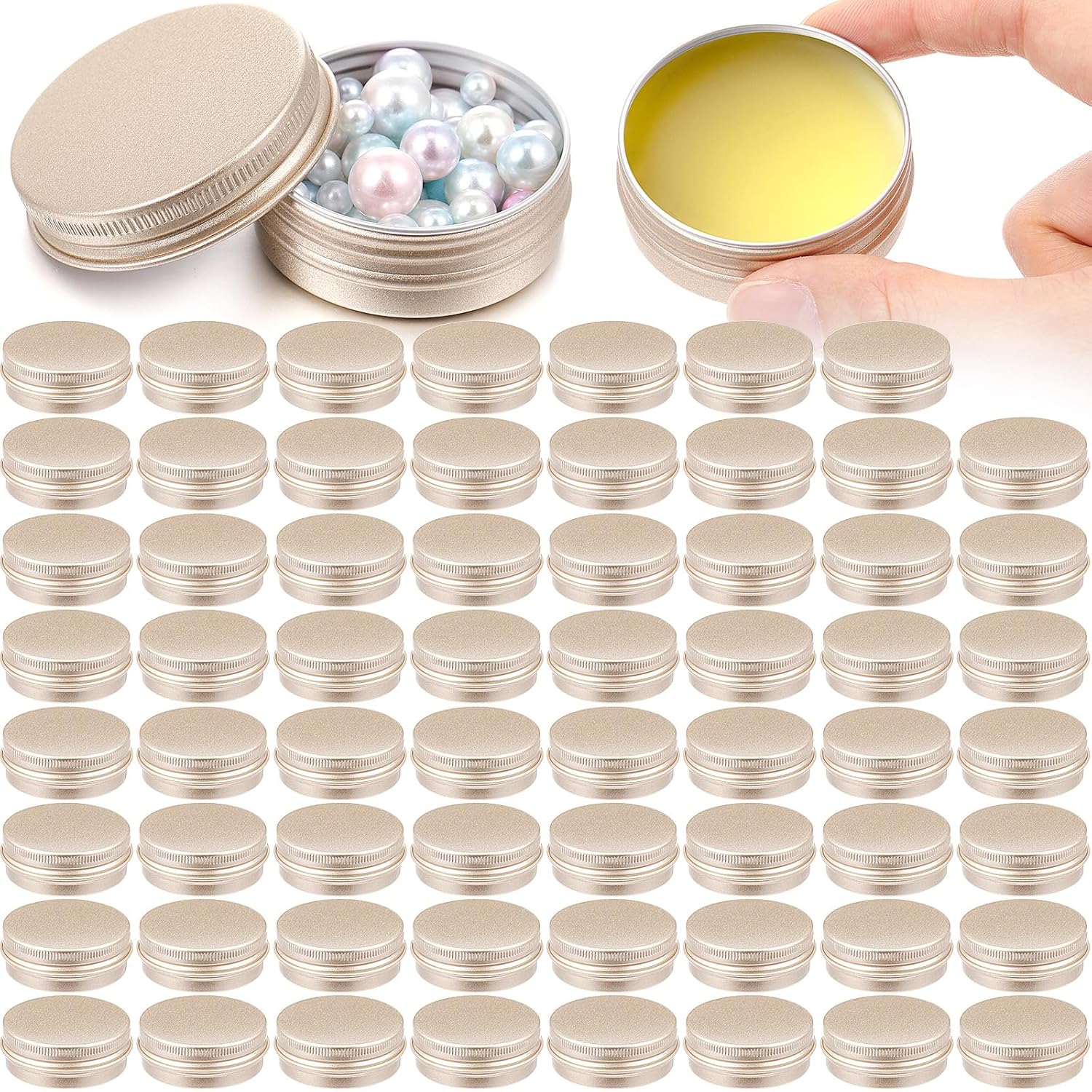 Patelai 64 Piece Lip Balm Tin Containers with Screw Lid