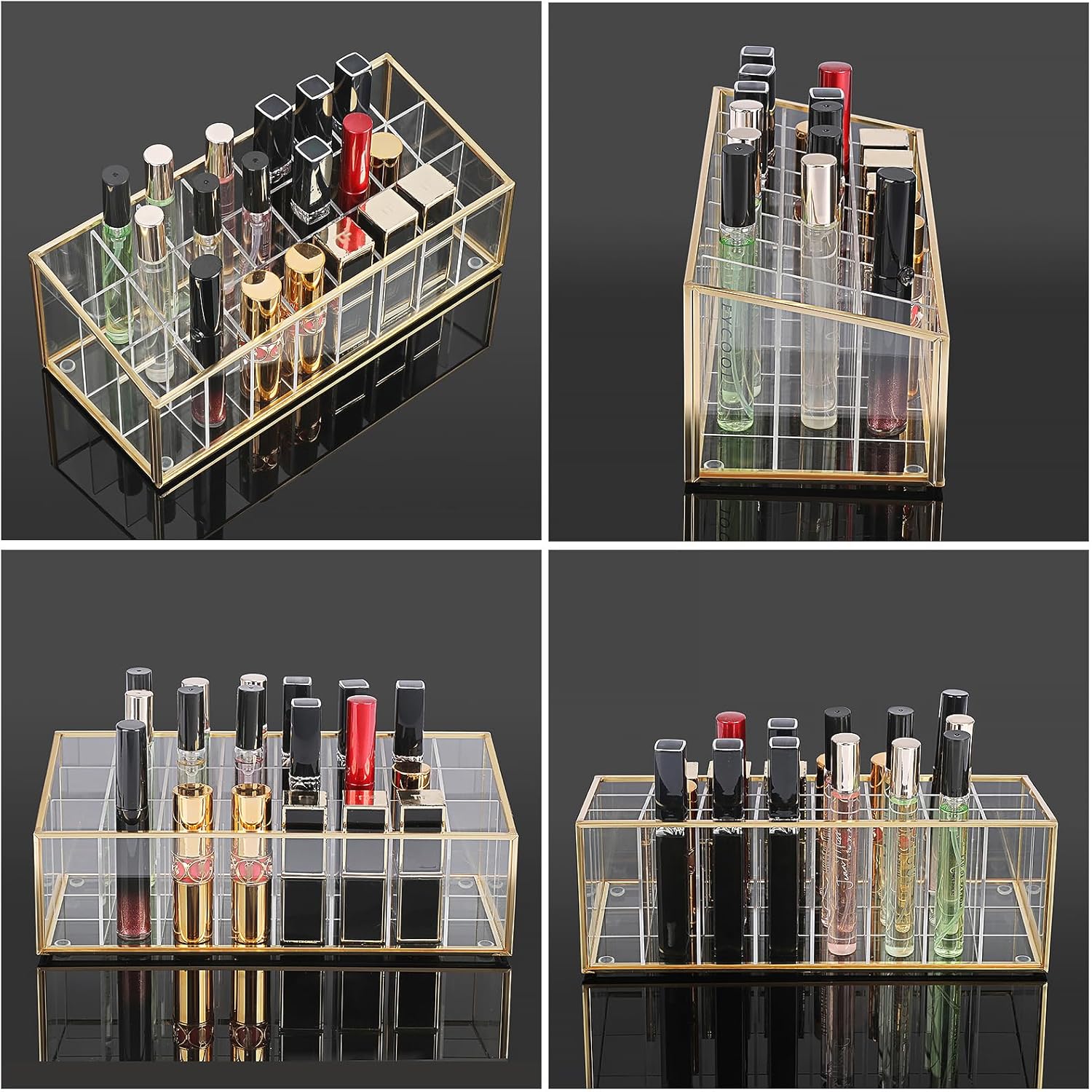 ELLDOO Rollerball Perfume Organizer 24 Acrylic Storage Case