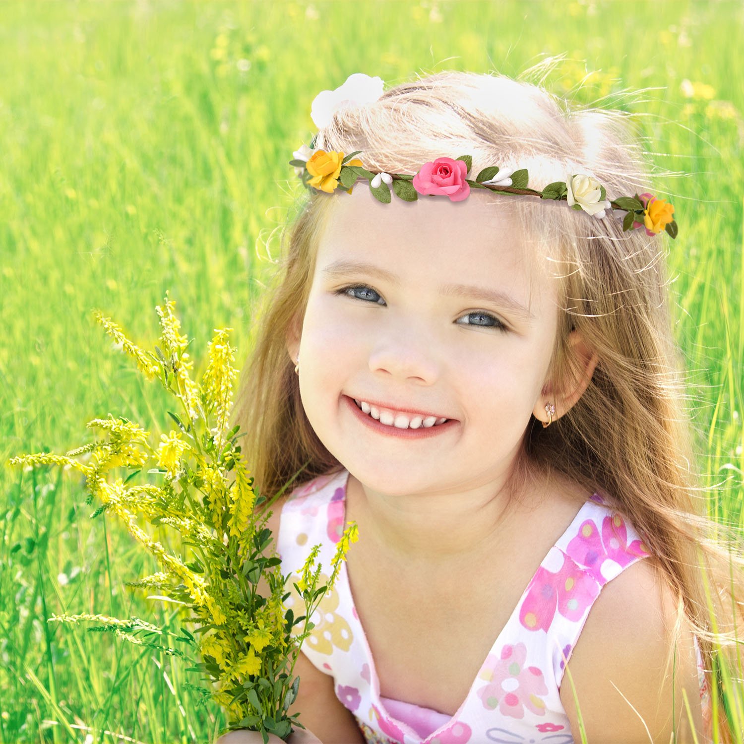 EBOOT 15-Piece Multicolor Flower Crown Headband Set