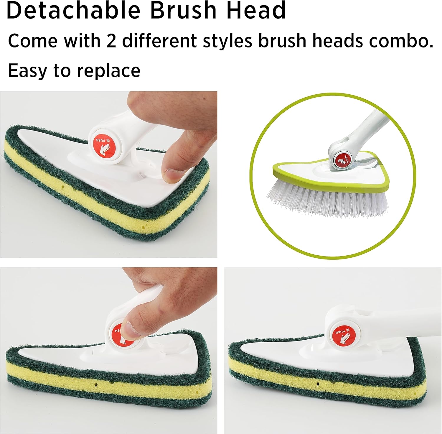 CQT 2 in 1 Bathroom Cleaning Brush with 48 Inch Handle