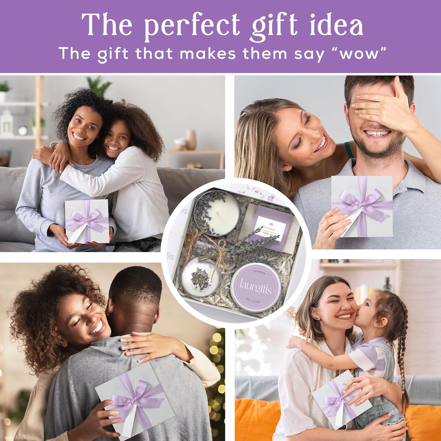 Lavender Spa Gift Basket for Women Elegant Self Care Kit