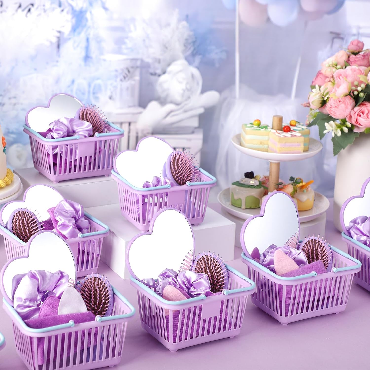 32 Pcs Spa Party Supplies Set with 8 Mirrors and 8 Headbands