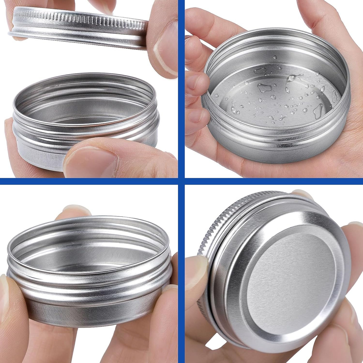 Oualhoo 05 Ounce Aluminum Tin Jar with Labels 24 Pack