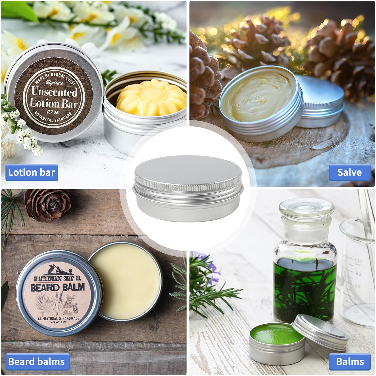 Moretoes 60 Pack 2 Oz Metal Tin Containers
