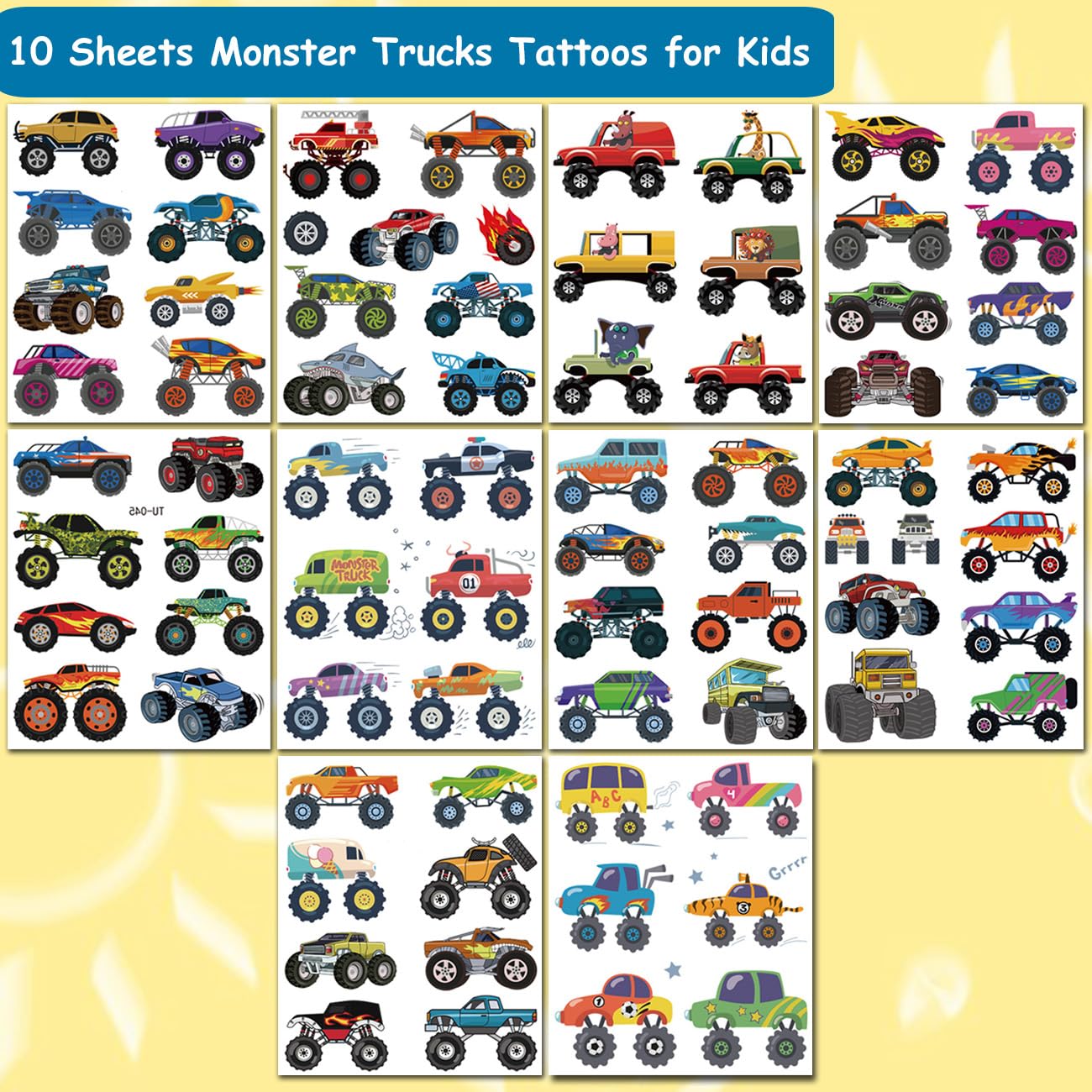 Monster Truck Temporary Tattoos for Kids Party Supplies