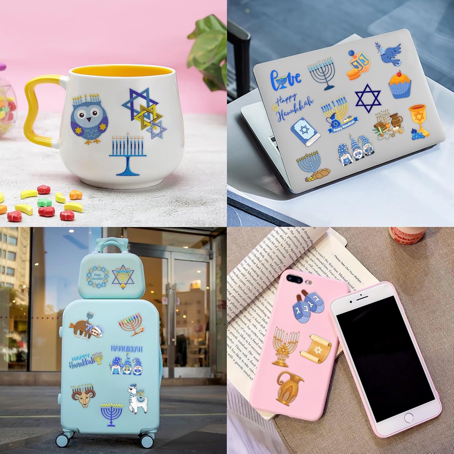 100 PCS Happy Hanukkah Temporary Tattoos Sticker