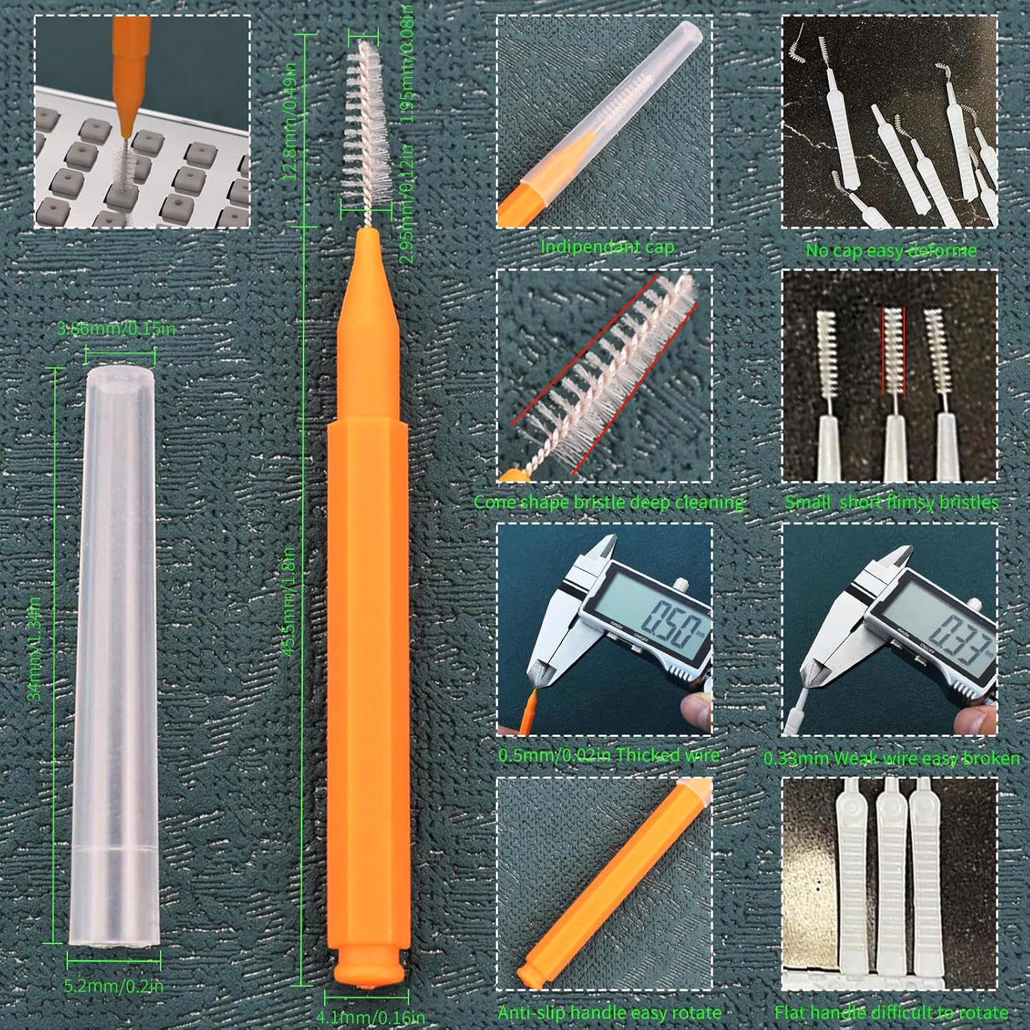 Shower Head Cleaning Brush Set with Multi-Size Picks