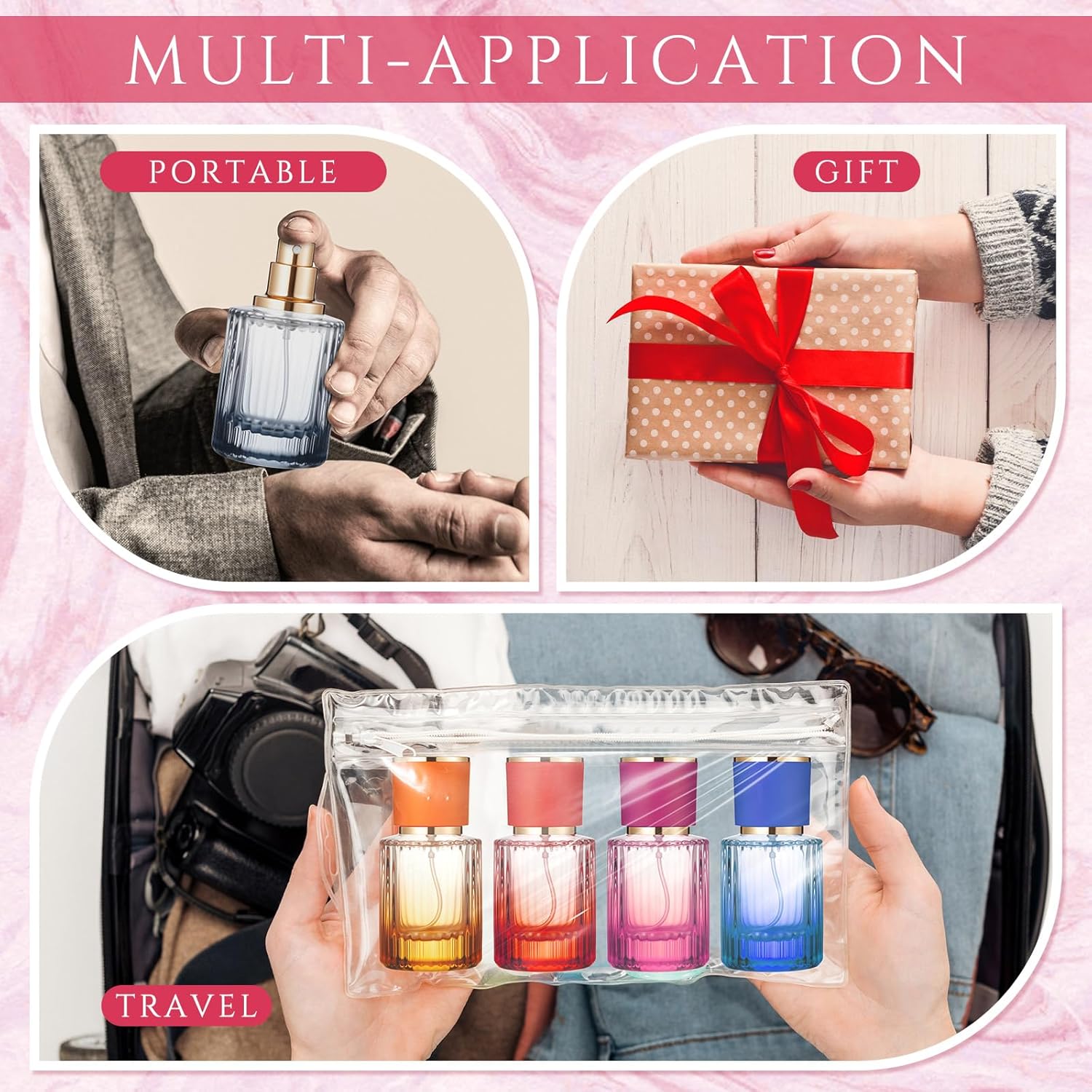 6 Pcs 30 ml Refillable Glass Cologne Bottles Set