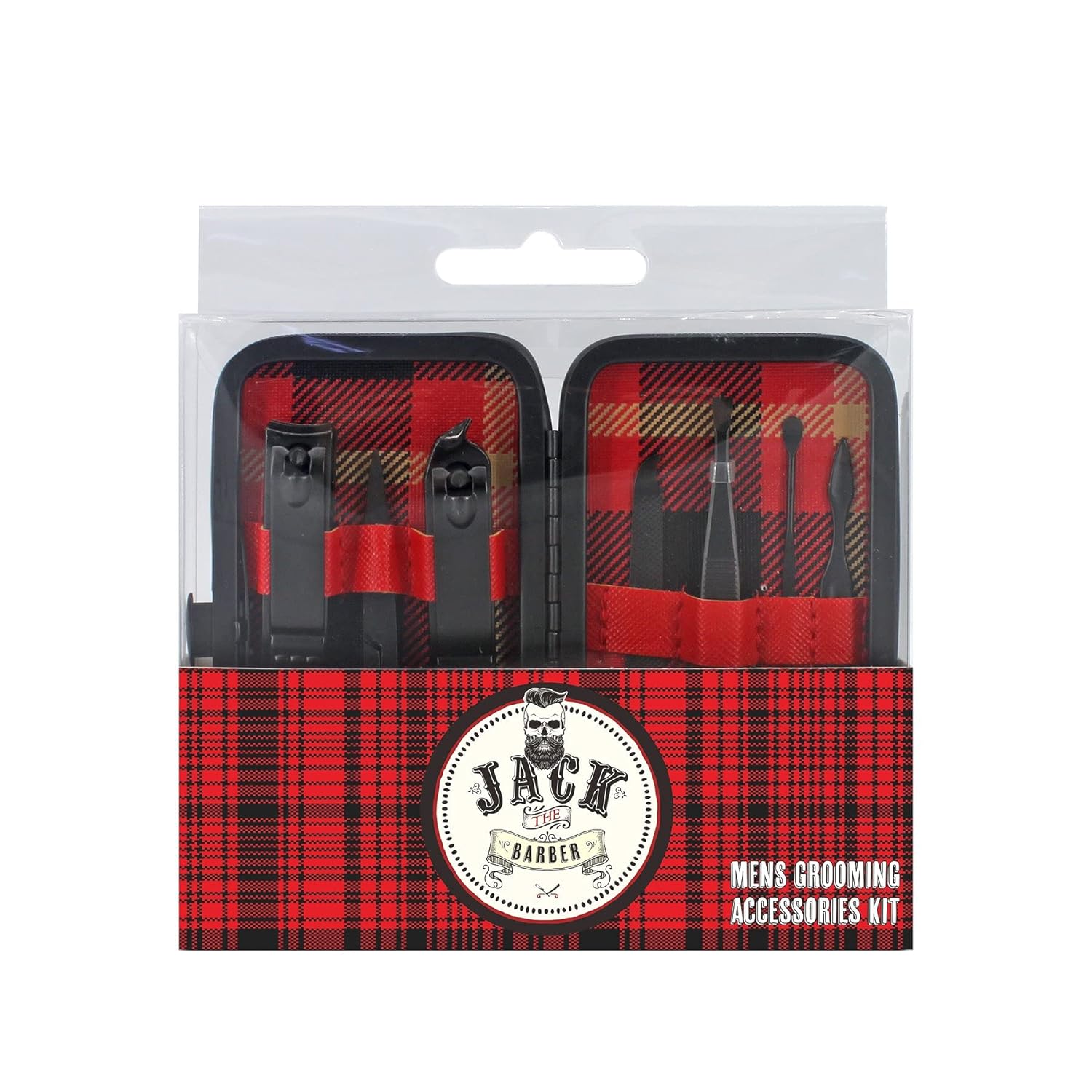 JACK THE BARBER 7 Piece Mens Grooming Kit Stainless Steel Tools