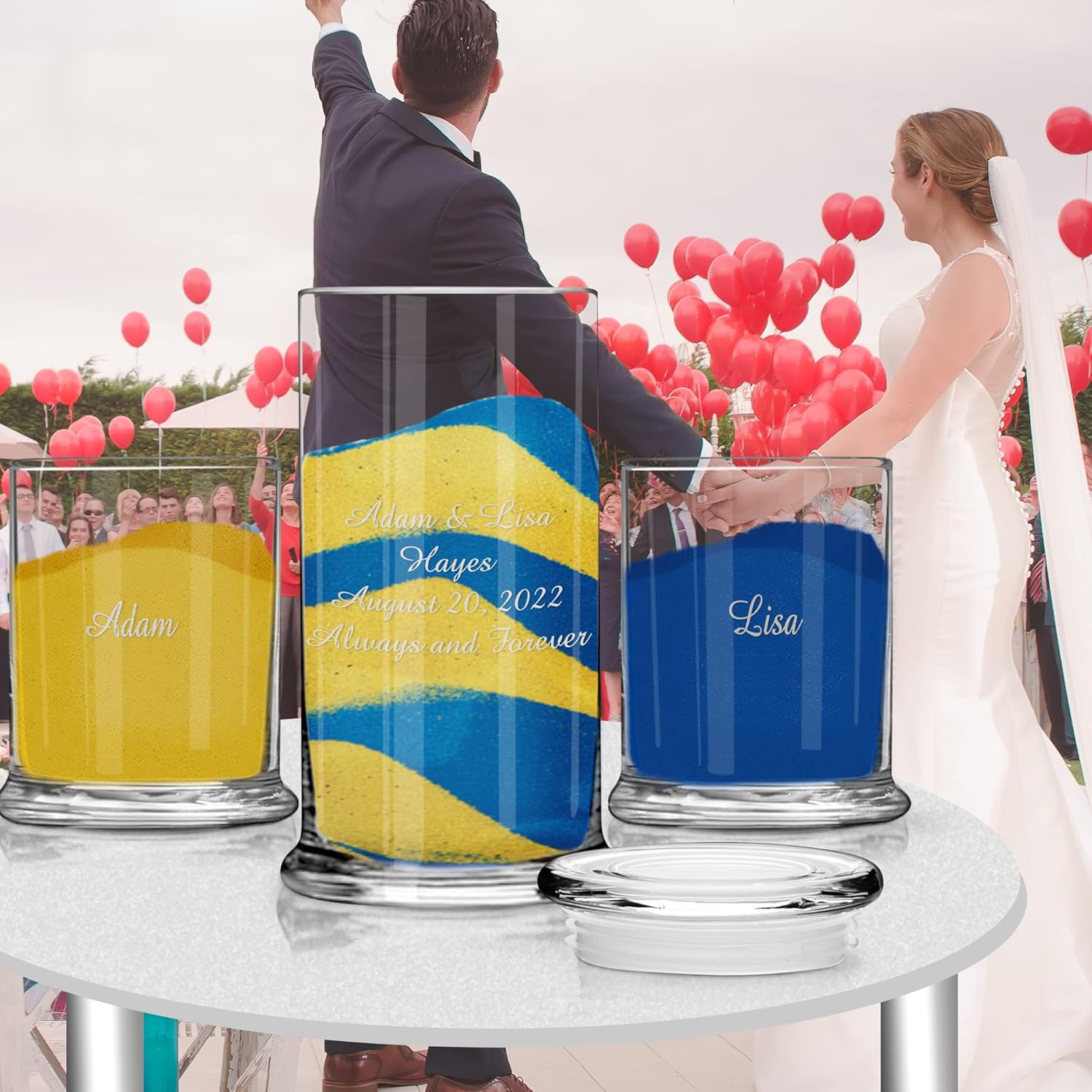 Personalized Wedding Sand Ceremony Set with Lid