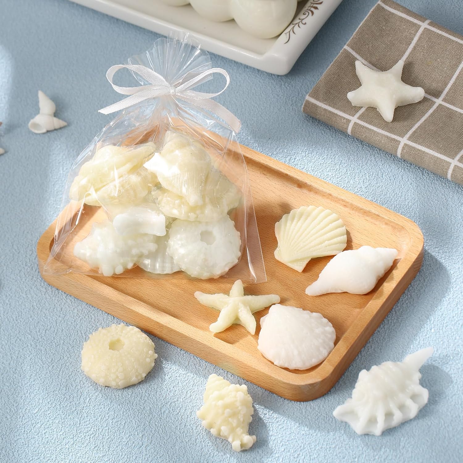 200g Sea Glass Soap with White Seashell Design