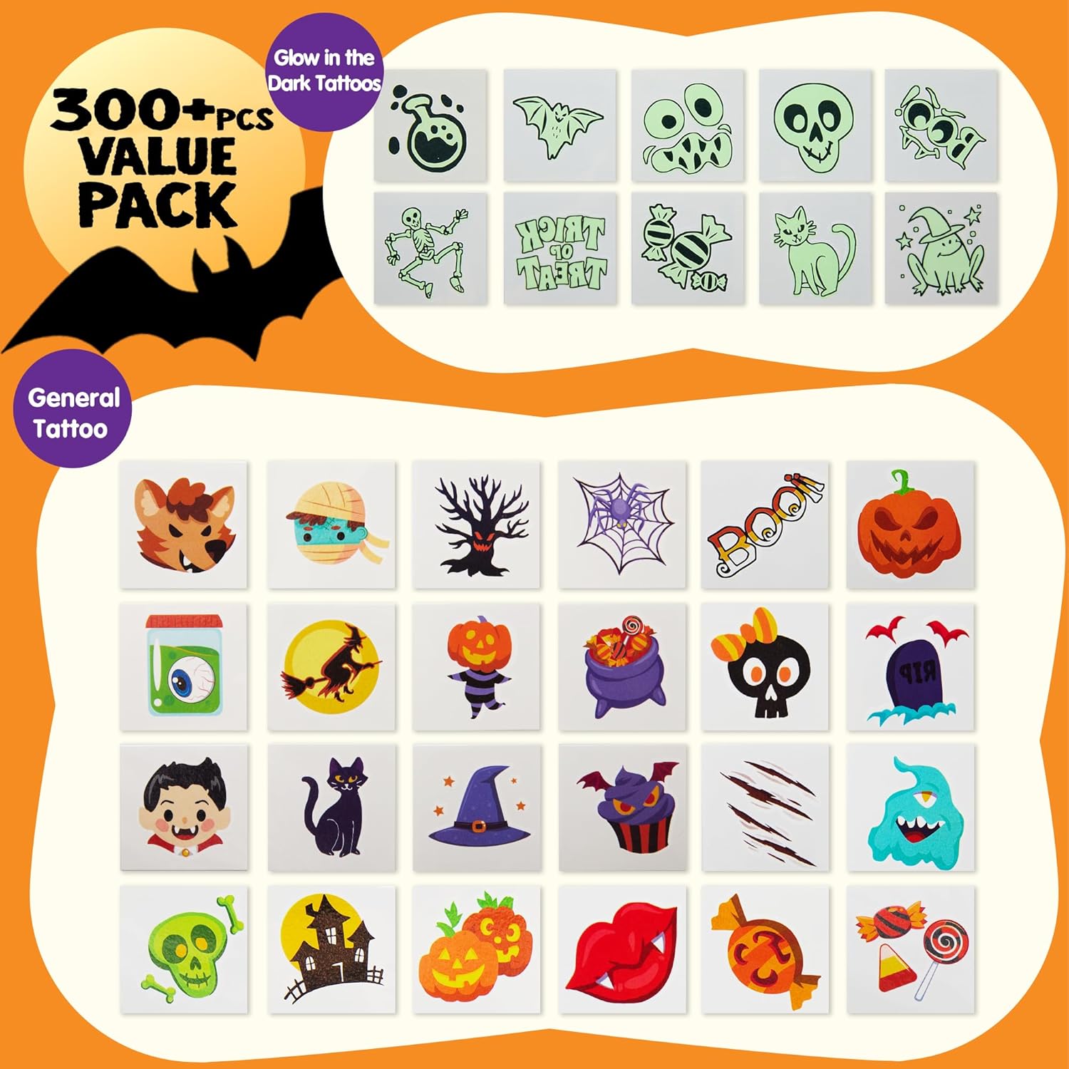 JOYIN 300 Halloween Tattoos for Kids