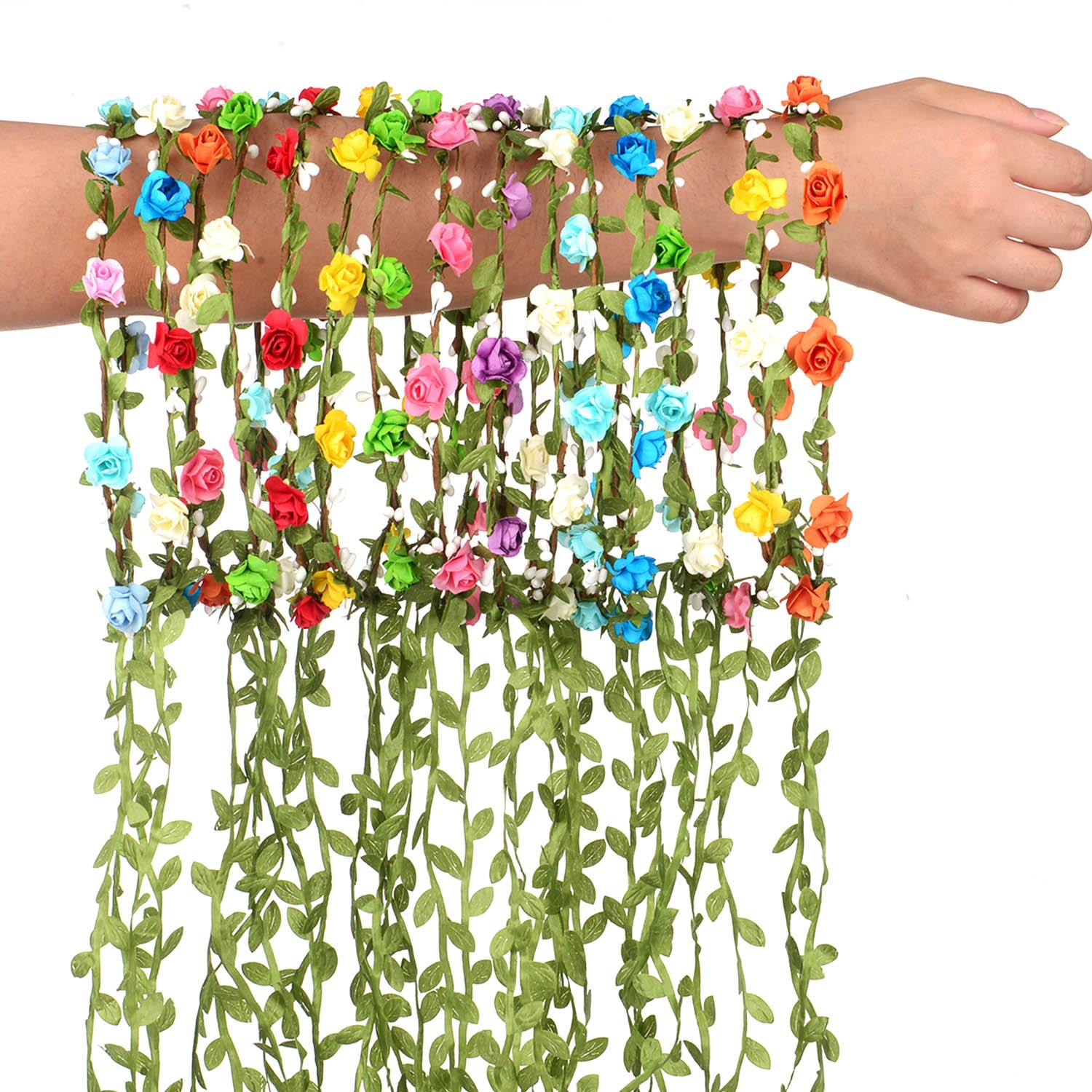 EBOOT 15-Piece Multicolor Flower Crown Headband Set