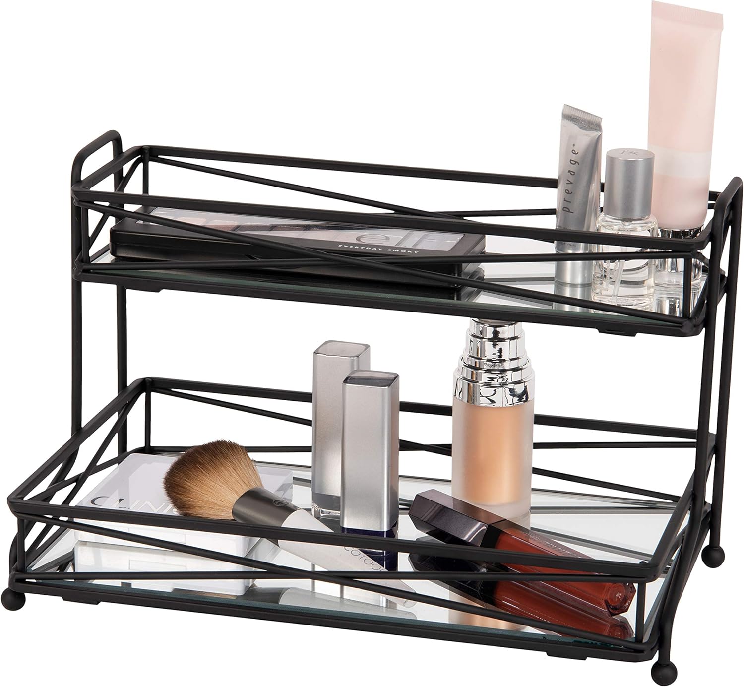 Home Details Mirrored Cosmetic Organizer 2 Tier Vanity Tower