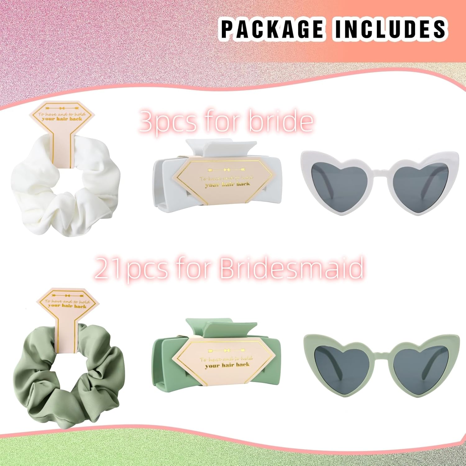 24pcs Bridesmaid Scrunchies Hair Clips Proposal Gifts