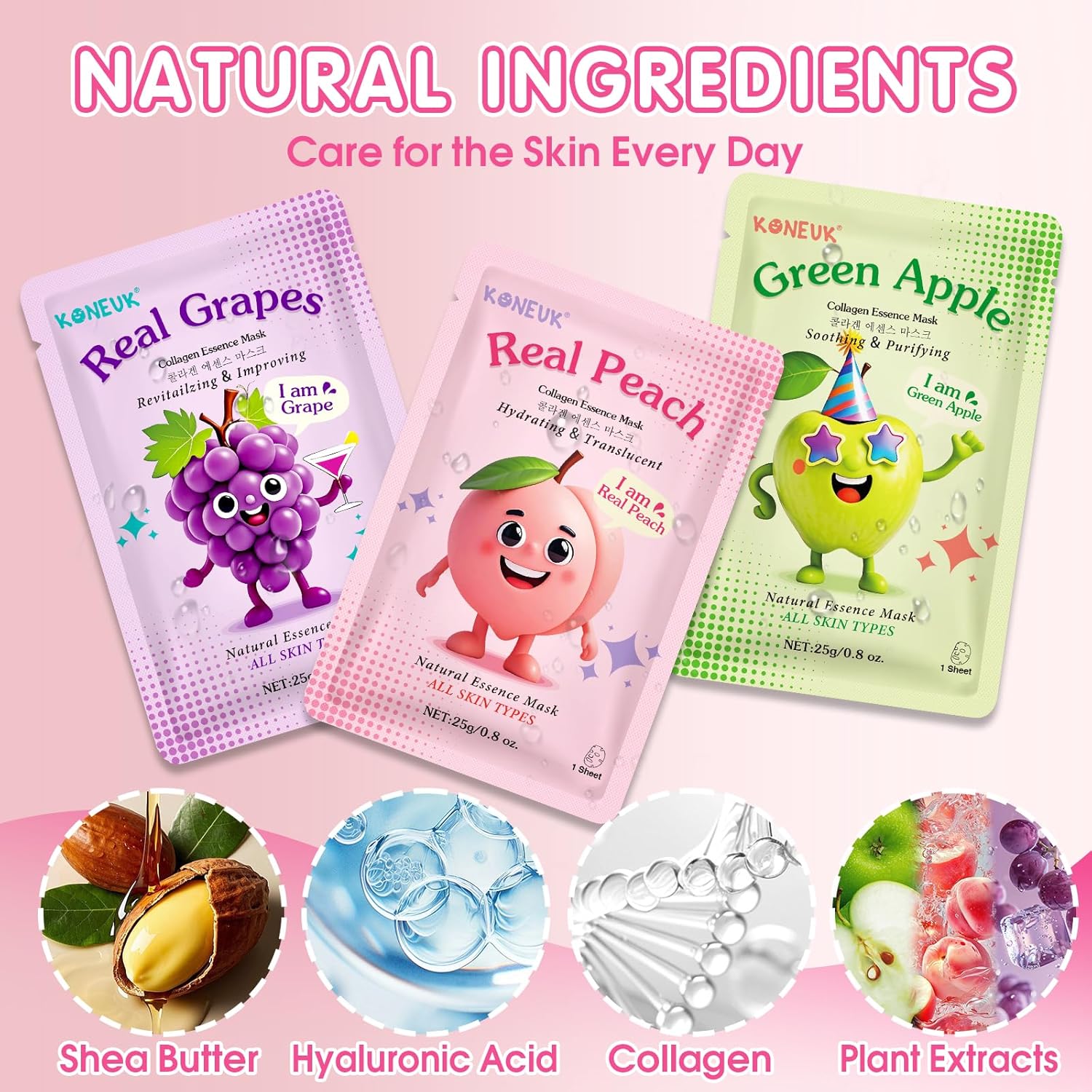 14 Pack Fruit Face Masks Skincare Set for All Ages