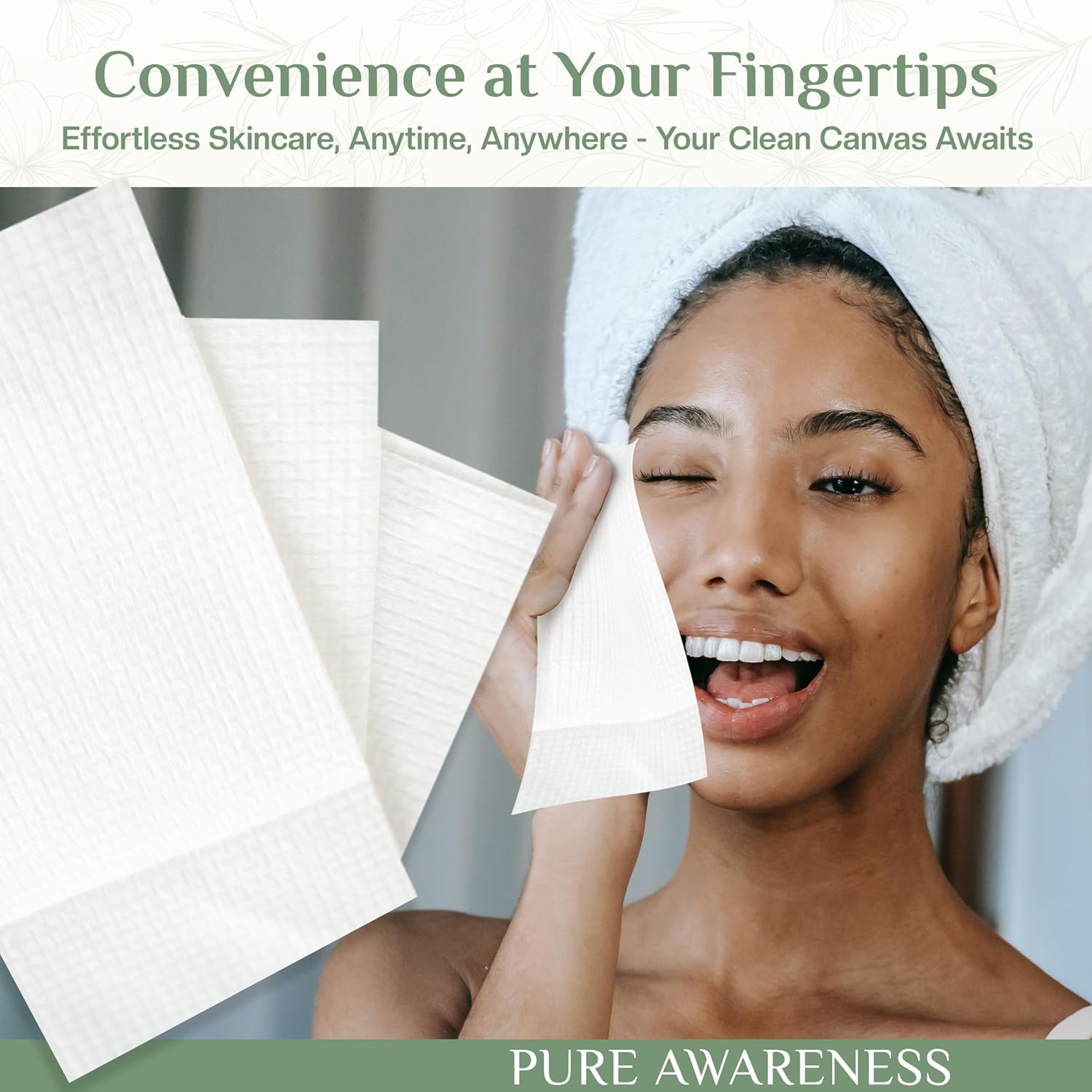 60 Pack Biodegradable Face Towels for Sensitive Skin