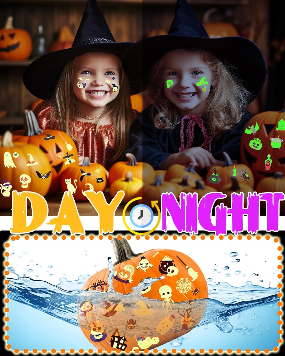 500 Styles Luminous Halloween Temporary Tattoos for Kids