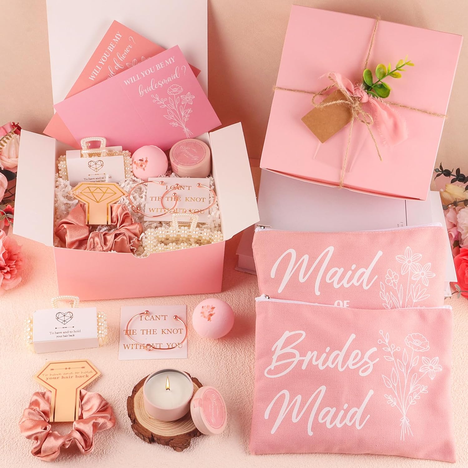 73pcs Pink Bridesmaid Gift Set With Proposal Box