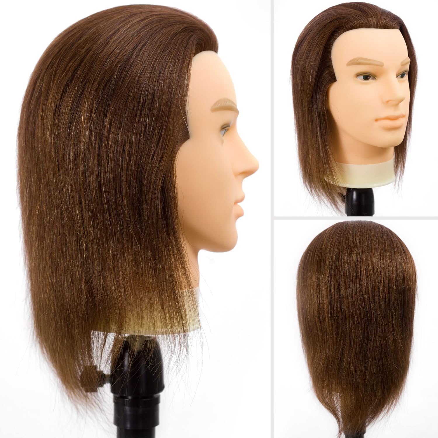 DIRUISI Male Mannequin Head with Human Hair