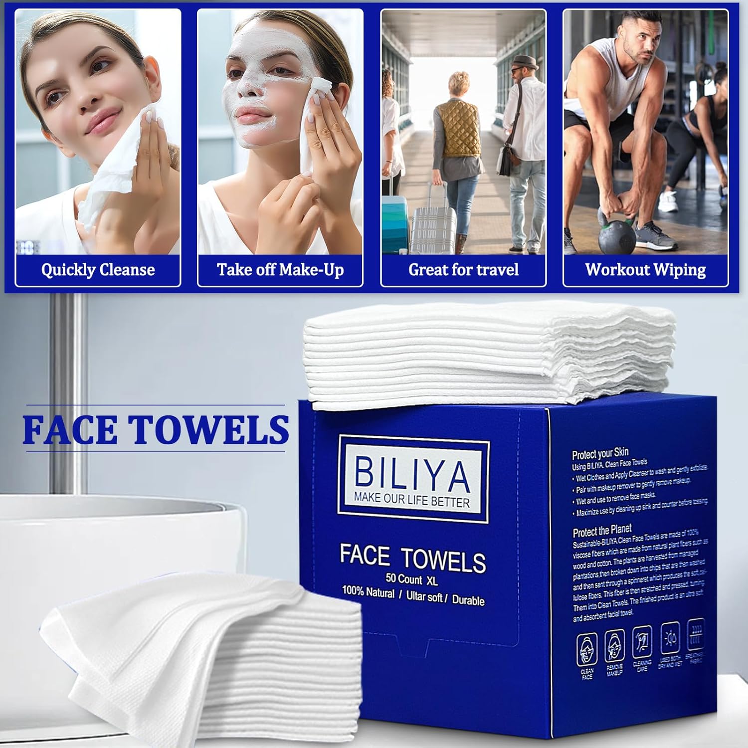 Disposable Face Towel XL 10 x 12 Inches 50 Ct