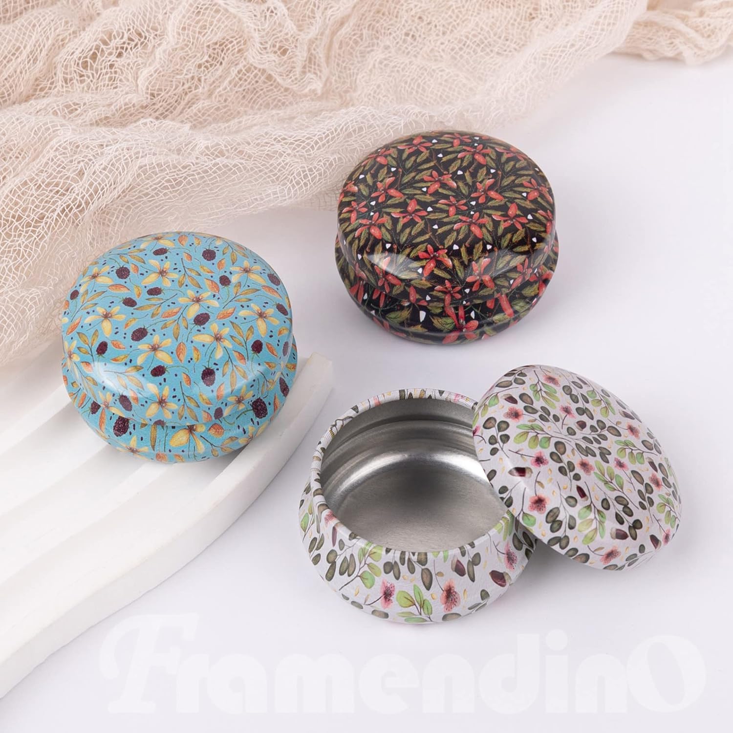 Framendino 12 Pack Mini Tinplate Candle Jars with Lids
